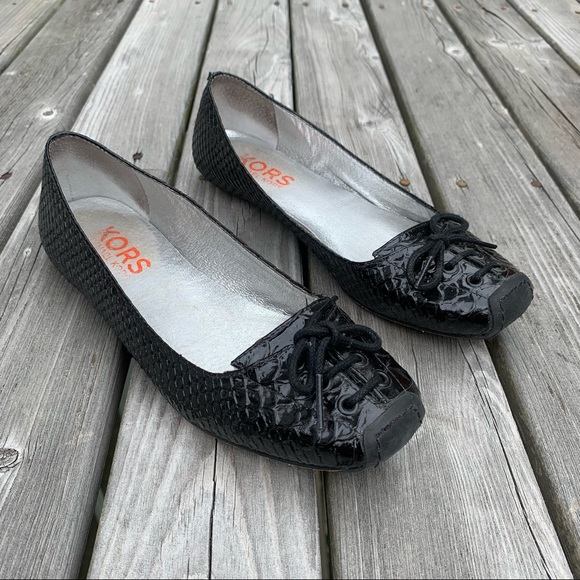 Michael Kors Black Snakeskin Ballet Flats - Picture 1 of 7